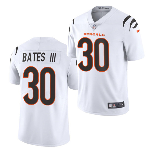 Men's Cincinnati Bengals #30 Jessie Bates III 2021 White NFL Vapor Untouchable Limited Stitched Jersey